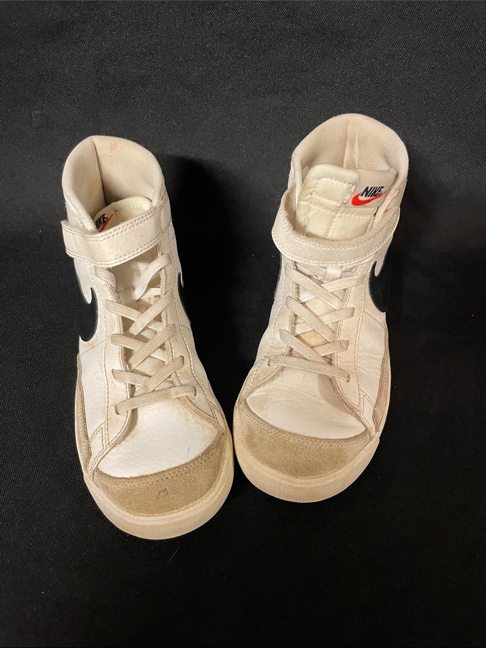 Nike Women's Cream High-Top Sneakers with Black Swoosh